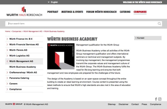 Wurth Business Academy Website
