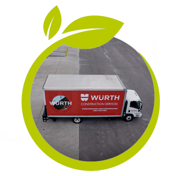 A Würth box truck containing consolidated products to reduce trips and emissions