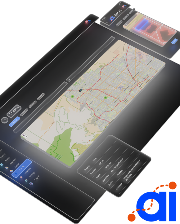A graphic visualization of the Dot Ai customer user interface A graphic visualization of the Dot Ai customer user interface